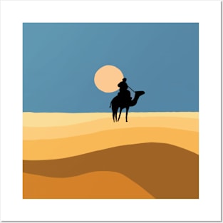 Camel trip in the desert Posters and Art